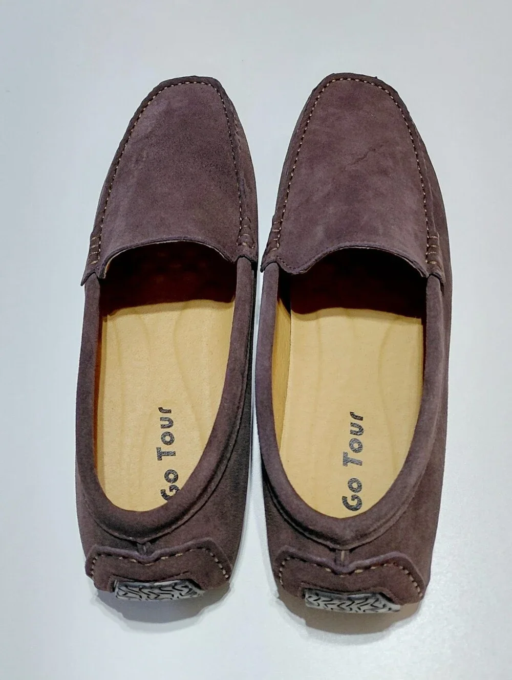 GO TOUR Men's Brown Suede Slip-On Loafers Size 11M